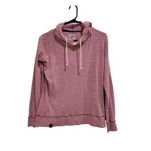 Joules Mariners Pink & White Striped Hoodie Long Sleeves Casual Size 8 Medium